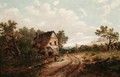 Landscape With Figures Outside A Cottage - Joseph Thors