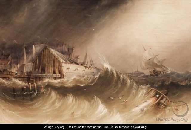 Stormy Coastal Scene - (after) Henry Barlow Carter