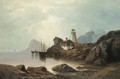 Lighthouse By The Fjord - (after) Hans Fredrik Gude