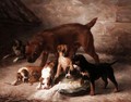 Feeding Time For The Puppies - Louise Lalande
