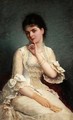 Portrait Of An Elegant Lady In A White Dress - E. Dieudonne