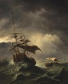 An English Frigate And Other Shipping In Stormy Seas - (after) Willem Van De, The Younger Velde