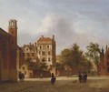 An Imaginary View Of A Town With Elegant Figures Strolling And Conversing On A Square - Jan Van Der Heyden