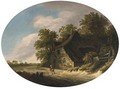 A Landscape With Travellers On A Path Passing A Farm - Roelof Jansz. Van Vries