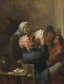A Man And A Woman Singing In An Inn, Other Peasants Smoking And Drinking Nearby - Joos van Craesbeeck