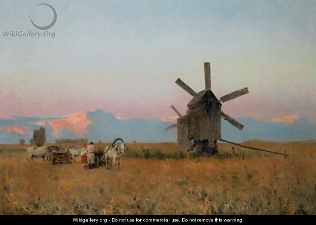 Landscape With Windmill - Sergei Ivanovich Svetoslavsky