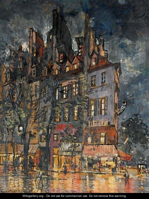 Parisian Street Corner At Night - Konstantin Alexeievitch Korovin