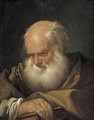 Portrait Of An Old Bearded Man Holding A Book - Bolognese School