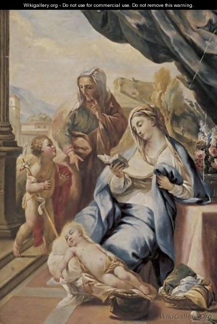 Virgin And Child With Saint Anne And The Young Saint John The Baptist - (after) Benedetto Luti
