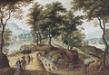 Gentlefolk Strolling Along A River Path - (after) Sebastiaen Vrancx