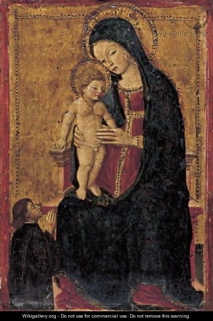 Madonna And Child Enthroned With A Kneeling Donor - Umbro-Marchigian School
