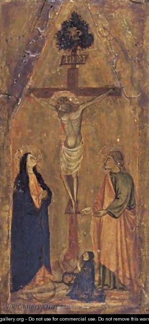 Crucifixion With The Virgin Mary, Saint John And A Kneeling Donor - Tuscan School