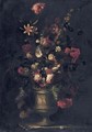 Still Life Of Flowers In A Vase, Resting On A Ledge - (after) Giovanni Stanchi