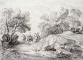 Wooded Landscape With Four Riders And Two Cows - Thomas Gainsborough