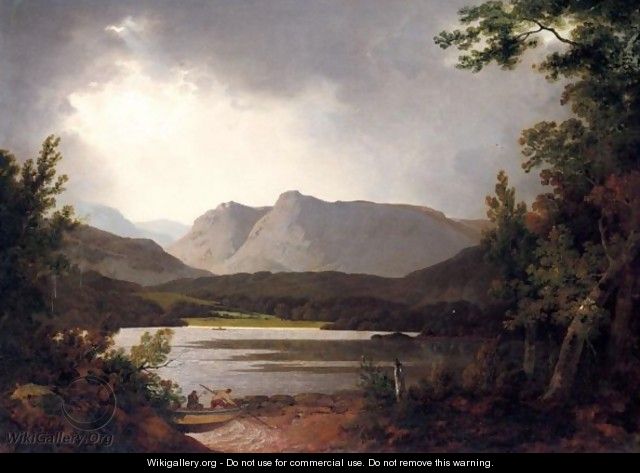 View Of Lake Windemere With Langdale Pikes - Josepf Wright Of Derby