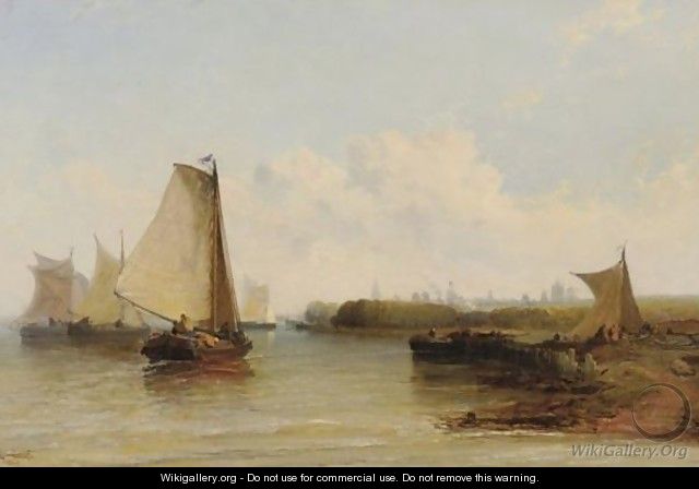 View Of Boats In Harbor - Arthur Joseph Meadows