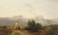 Travelers Along A Path, With A Town In A Distance - (after) William Snr Shayer