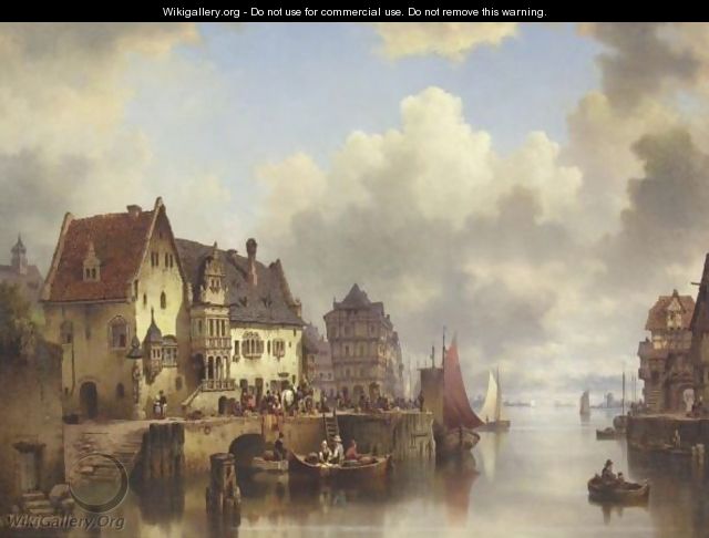 Ships In Harbor - Ludwig Hermann