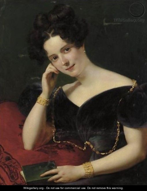 Portrait Of A Lady With Book - (after) Claude-Marie Dubufe