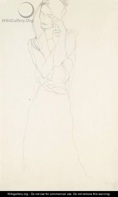 Stehend Mit Erhobenen Unterarmen, Etwas Nach Links (Standing Figure With Raised Arms, Slightly To The Left) - Gustav Klimt