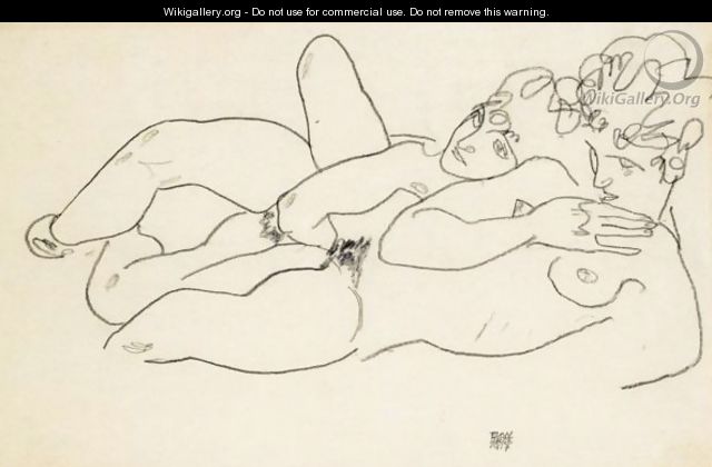 Zwei Liegende Akte (Two Reclining Nudes) - Egon Schiele