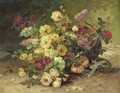 Basket Of Roses And Lilacs - Eugene Henri Cauchois