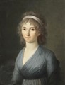 Portrait Of A Woman With A Blue Dress - Henri Nicolas van Gorp