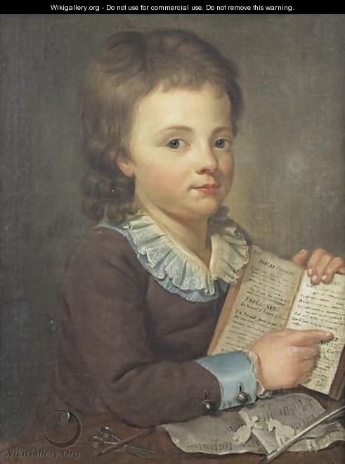 Portrait Of A Young Boy Reading The Fables Of La Fontaine - Ecole Francaise, Xixeme Siecle