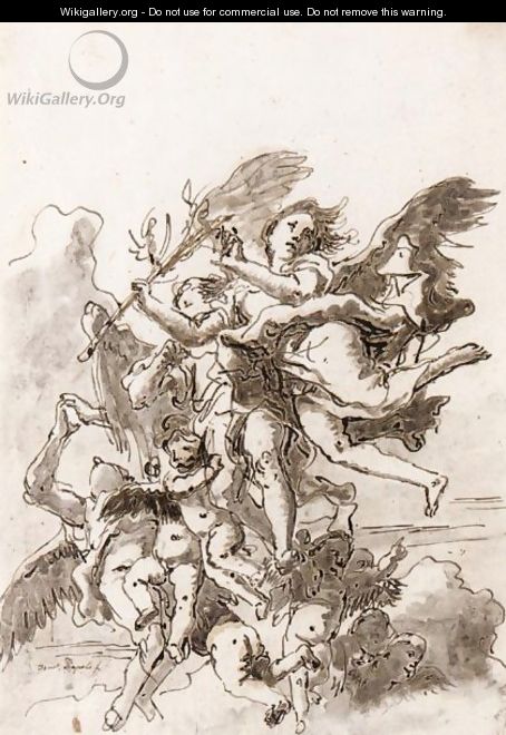 Angels And Putti In The Clouds, Holding A Martyr