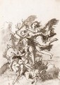 Angels And Putti In The Clouds, Holding A Martyr's Palm - Giovanni Domenico Tiepolo