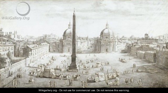 View Of Piazza Del Popolo - Caspar Andriaans Van Wittel