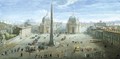 View Of The Piazza Del Popolo - Caspar Andriaans Van Wittel