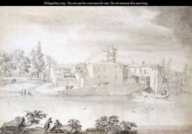 View Of The Ripa Grande, Rome - Isaac de Moucheron