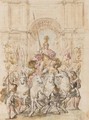 A Triumphal Arch With A Roman Emperor On A Quadriga Surrounded By Legionaries - Johann Paul Schor