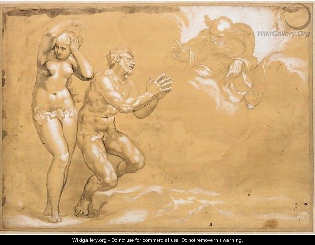 Adam And Eve Cast Out Of The Garden Of Eden - Paolo Farinati