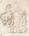 Sheet Of Studies Of Standing Figures And Two Rearing Horses - Girolamo Francesco Maria Mazzola (Parmigianino)