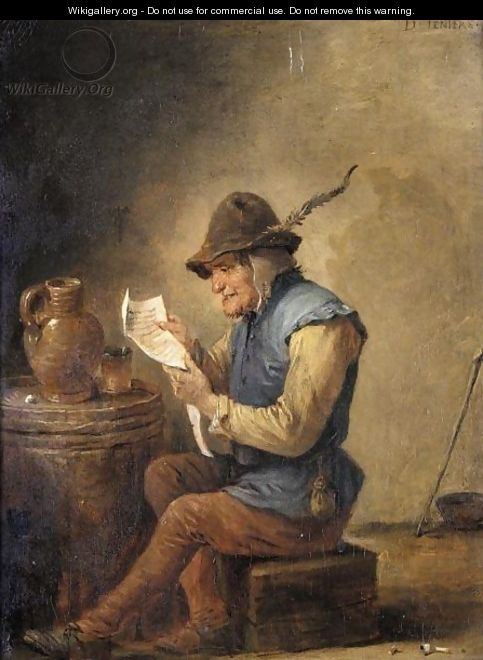 Interior With A Boor Reading A Letter - (after) David The Younger Teniers
