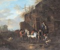 Horsemen At A Blacksmith's Forge, With A Horse Being Shod - (after) Pieter Van Bloemen