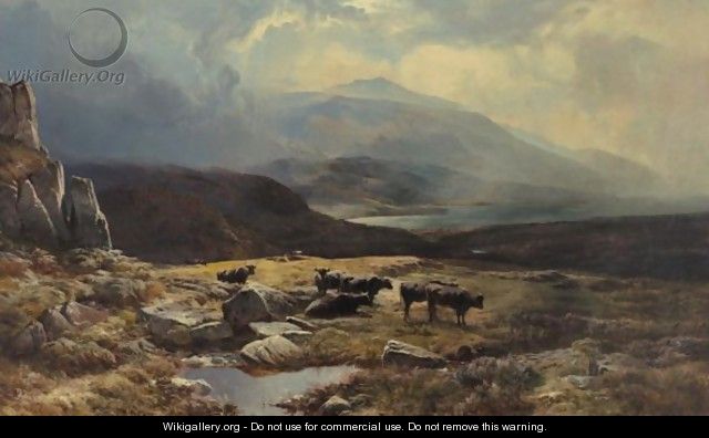 A Mountain Landscape With Cattle - Sidney Richard Percy