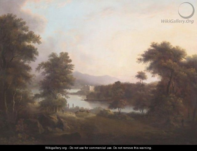 View Of A Lochside Castle - Alexander Nasmyth