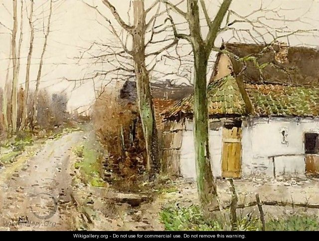 Farm House In A Landscape - Willem Van Der Nat