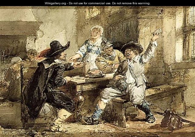 Men Smoking And Eating In An Inn - Herman Frederik Carel ten Kate