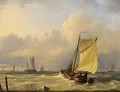 Dutch Barge And Other Vessels Off Coast - Dutch School