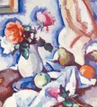 Roses In A White Vase With Fruit - Samuel John Peploe