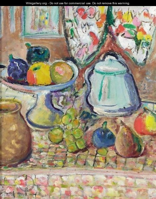 Still Life Of Fruit and pots - George Leslie Hunter