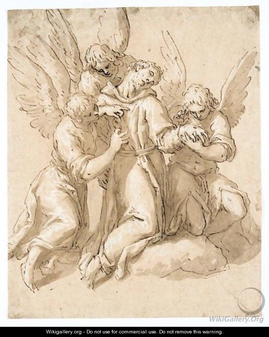 St. Francis Tended By Three Angels - Jacopo d