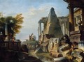 A Philosopher And Soldiers Amongst Ancient Ruins Including The Pyramid Of Gaius Cestius - Giovanni Paolo Panini