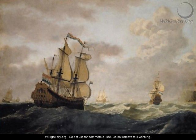 A Squadron Of Dutch Men-Of-War In Open Seas - Gerrit Pompe