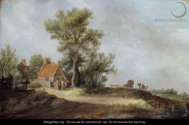 Landscape With Peasants Before A Dilapidated Cottage - Jan van Goyen