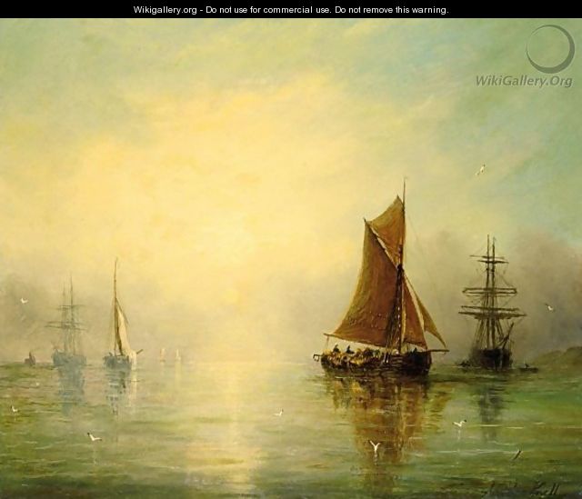 Fishing Boats In A Calm - Adolphus Knell